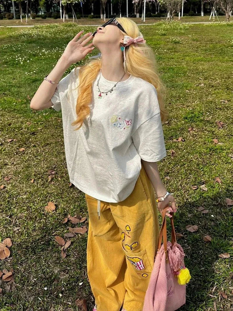 Y2K Embroidered Wide Leg Pants Y2K Embroidered Wide Leg Pants