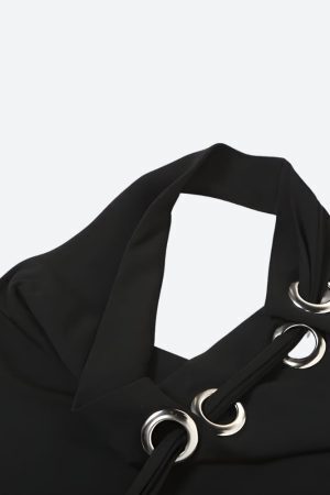 Y2K Eyelets Halter Neck Top