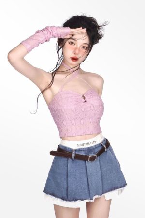 Y2K Fake Two Piece Pleated Mini Skirt