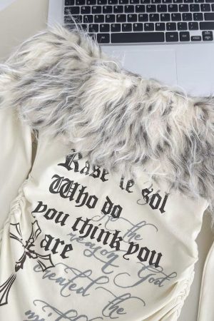 Y2K Faux Fur Collar Top