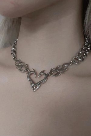 Y2K Flaming Heart Necklace