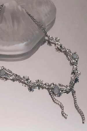 Y2K Flowers Beaded Chain Necklace