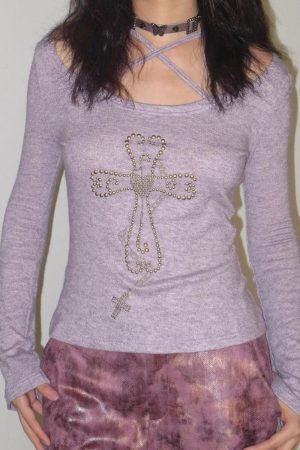 Y2K Golden Cross Top