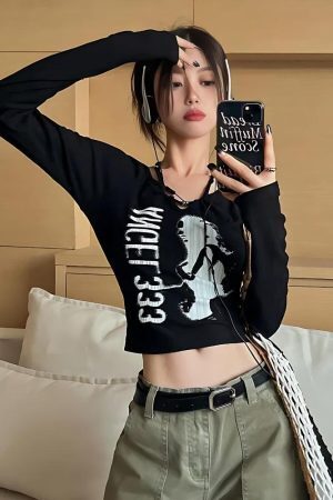 Y2K Grunge Angel 333 Top