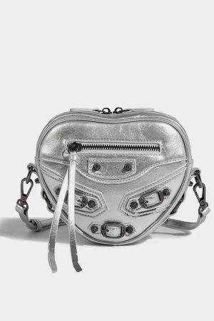 Y2K Grunge Belted Heart Shaped Bag