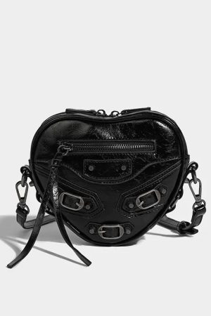 Y2K Grunge Belted Heart Shaped Bag