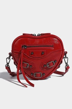 Y2K Grunge Belted Heart Shaped Bag