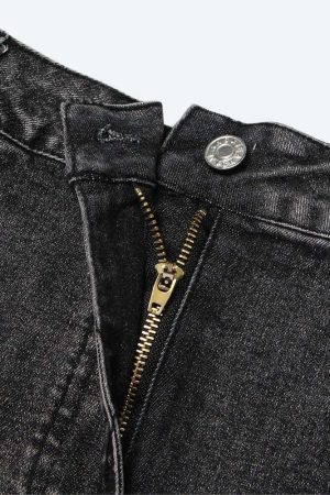 Y2K Grunge Denim Top & Skirt Two Piece Set