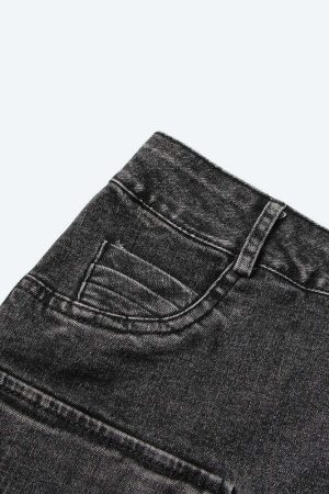 Y2K Grunge Denim Top & Skirt Two Piece Set