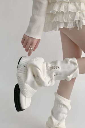 Y2K Grunge Distressed Knitted Leg Warmers
