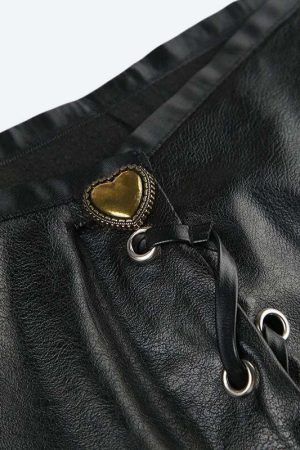 Y2K Grunge Faux Leather Mini Skirt
