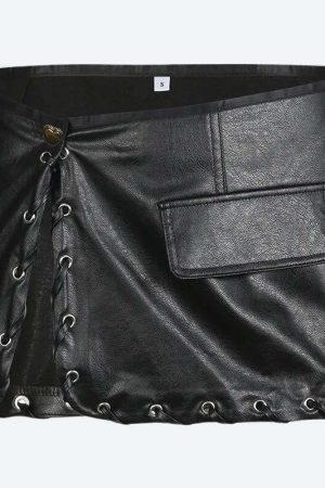 Y2K Grunge Faux Leather Mini Skirt