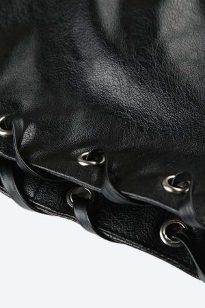 Y2K Grunge Faux Leather Mini Skirt