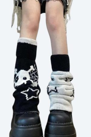 Y2K Grunge Reversible Leg Warmers