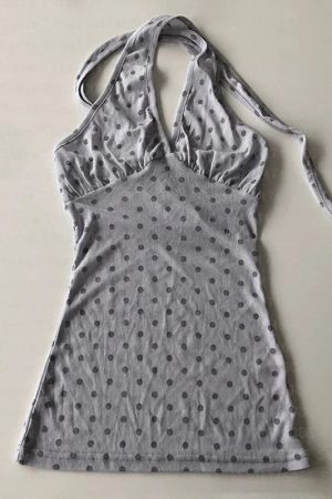 Y2K Halter Neck Polka Dot Top