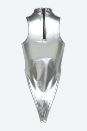 Y2K High Neck Zip-Up Bodysuit