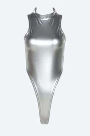 Y2K High Neck Zip-Up Bodysuit