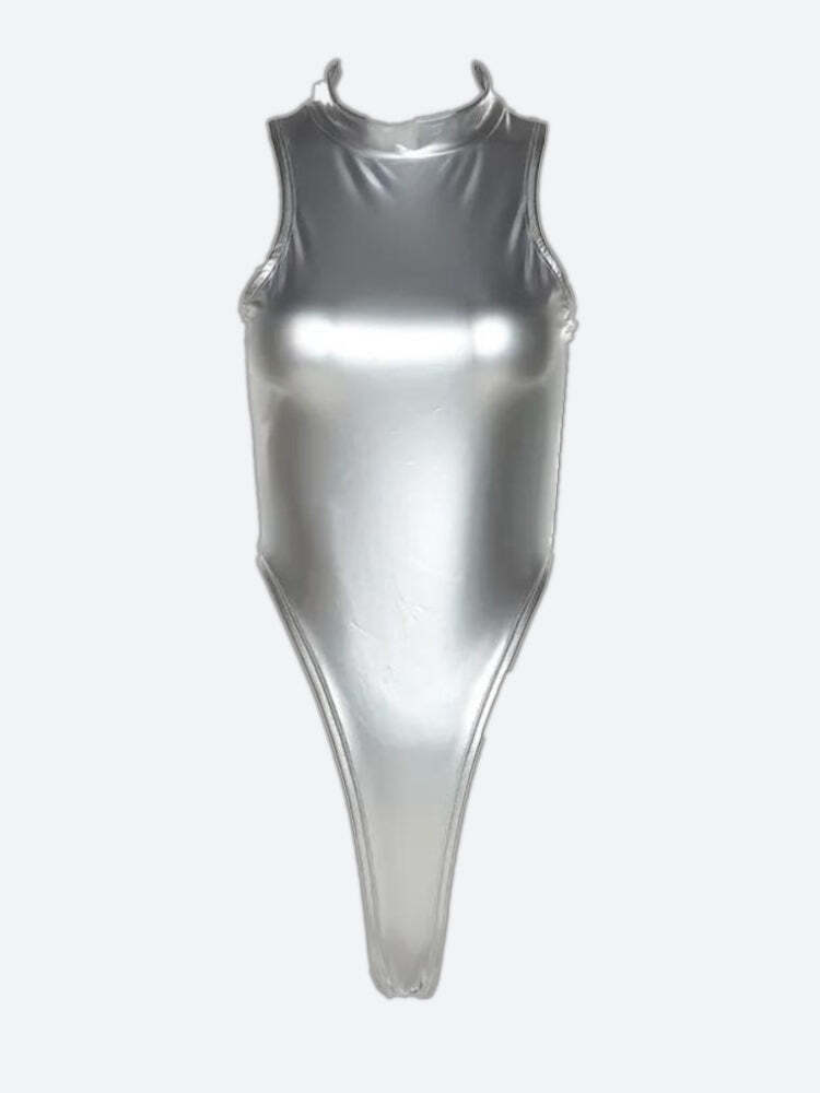 Y2K High Neck Zip-Up Bodysuit Y2K High Neck Zip-Up Bodysuit