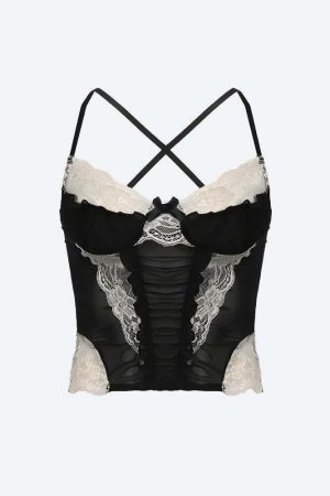 Y2K Lace Sheer Cropped Top