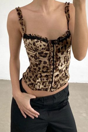 Y2K Leopard Corset Top