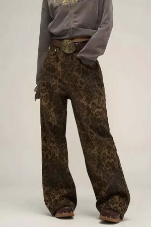 Y2K Leopard Straight Leg Pants
