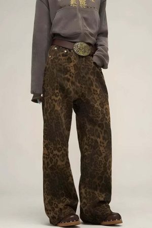Y2K Leopard Straight Leg Pants