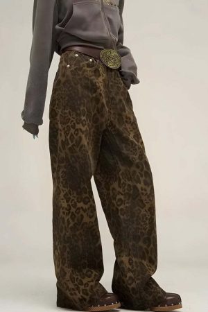 Y2K Leopard Straight Leg Pants