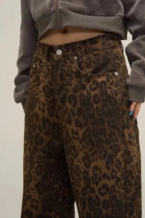 Y2K Leopard Straight Leg Pants