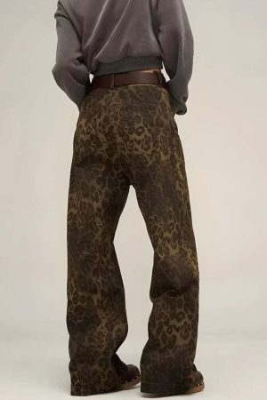 Y2K Leopard Straight Leg Pants
