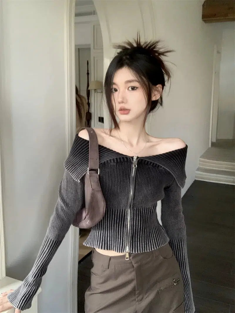 Y2K Off Shoulder Cardigan Y2K Off Shoulder Cardigan
