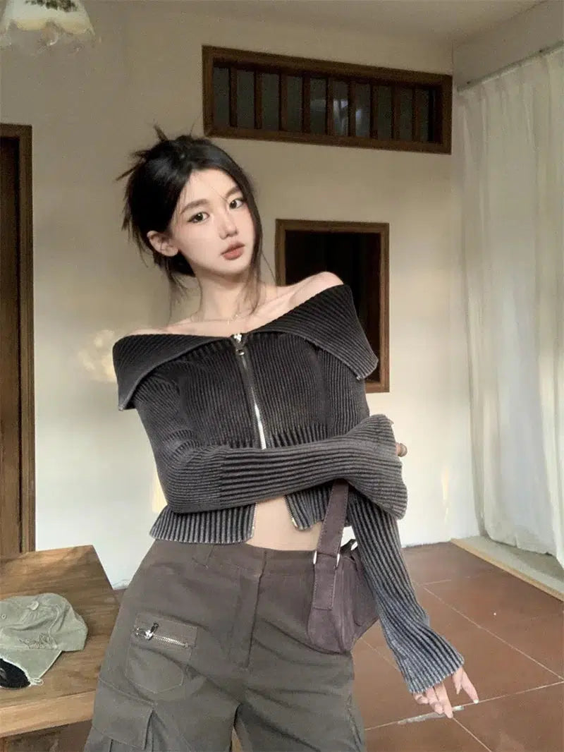 Y2K Off Shoulder Cardigan Y2K Off Shoulder Cardigan