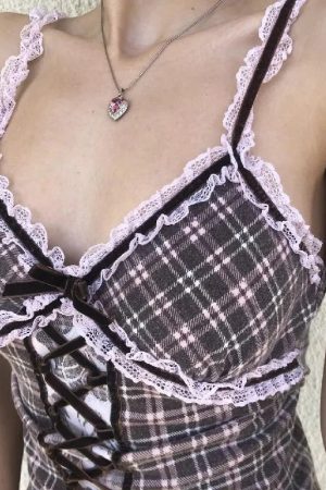 Y2K Plaid Cami Top