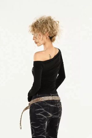 Y2K Rhinestone One Shoulder Top