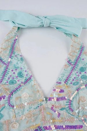 Y2K Sequined Halter Top