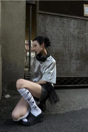 Y2K Silver Oversized Tee