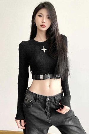 Y2K Star Belted Crop Top