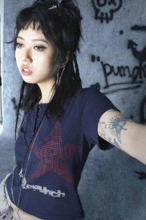 Y2K Star Button-Up Tee