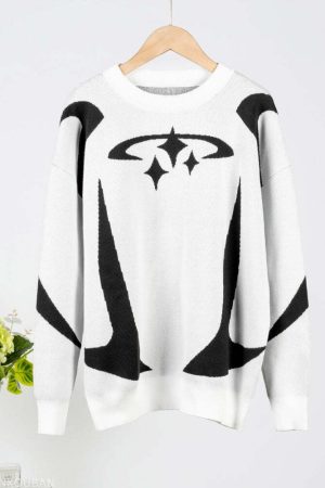 Y2K Star Futuristic Knitted Sweater
