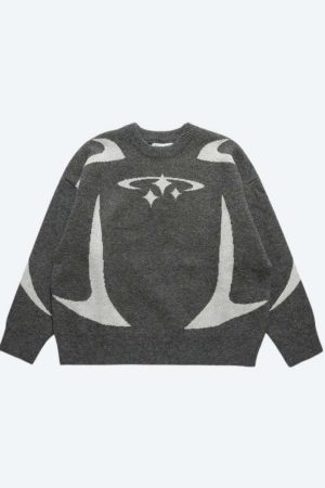 Y2K Star Futuristic Knitted Sweater