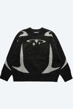 Y2K Star Futuristic Knitted Sweater