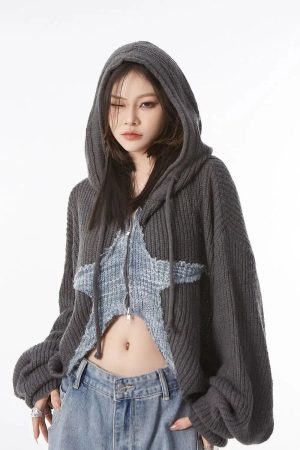 Y2K Star Hooded Cardigan