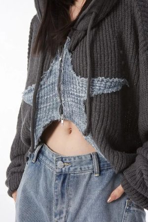 Y2K Star Hooded Cardigan