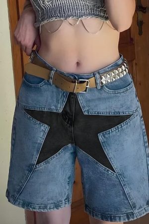 Y2K Star Jean Shorts