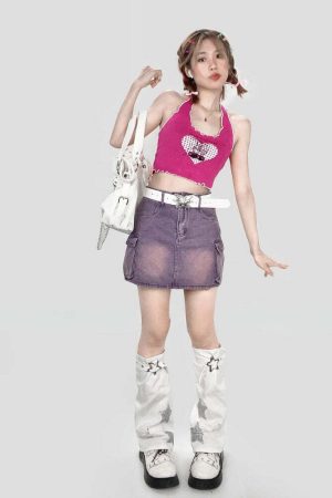 Y2K Star Patch Belted Leg Warmers