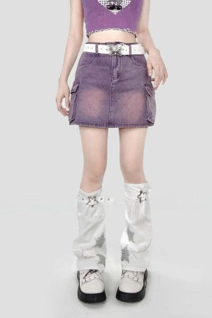 Y2K Star Patch Belted Leg Warmers