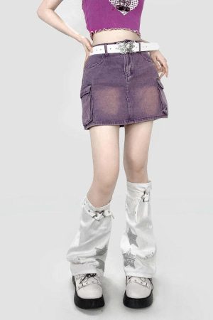 Y2K Star Patch Belted Leg Warmers