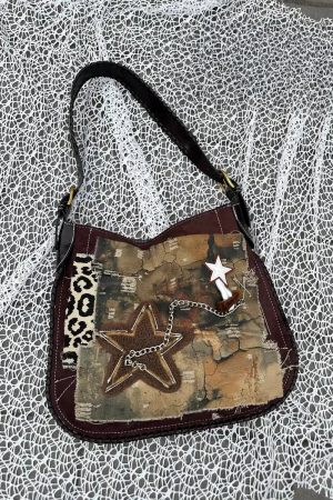 Y2K Star Patch Distressed Bag