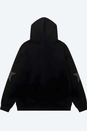 Y2K Star Patch Zip-Up Hoodie