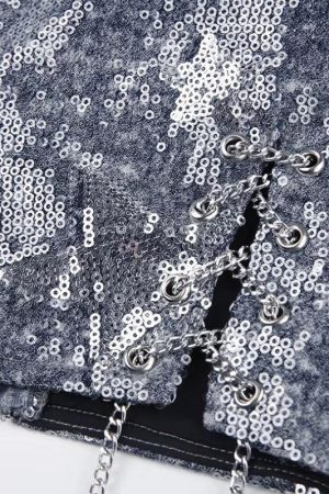 Y2K Star Sequined Crop Top