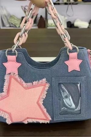Y2k Star Transparent Denim Bag